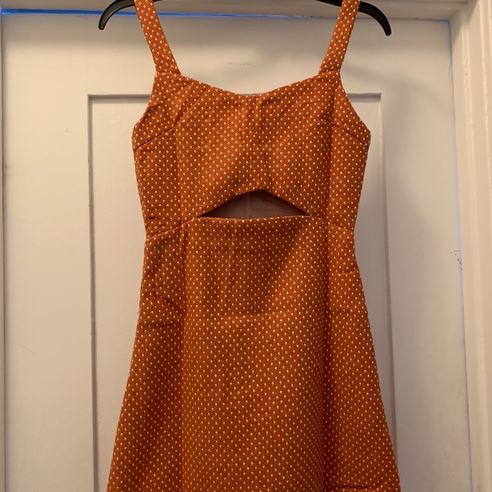 The Hanger Orange Polka Dots Dress Size XS S, M, L NWT